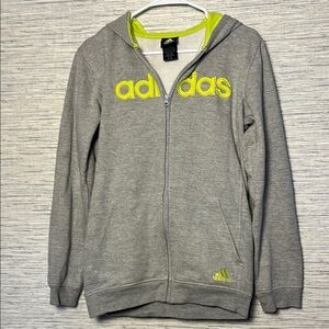Adidas Gray Hoodie with Neon Accents Youth Size XL (593)